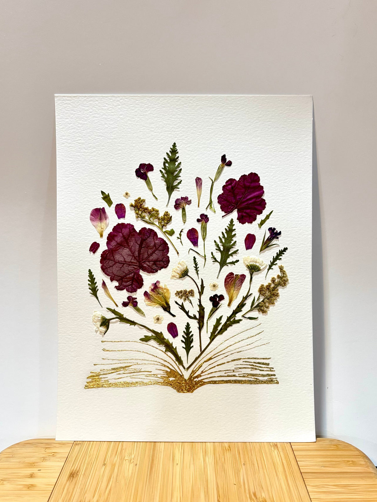 Bookish No. 01 | Gold Leaf & Pressed Flower Art