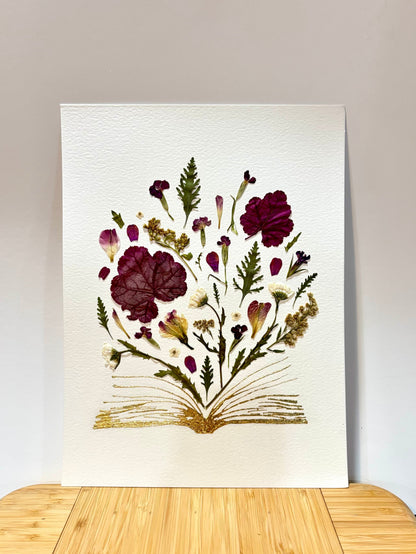 Bookish No. 01 | Gold Leaf & Pressed Flower Art