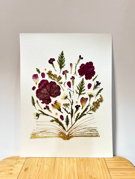 Bookish No. 01 | Gold Leaf & Pressed Flower Art