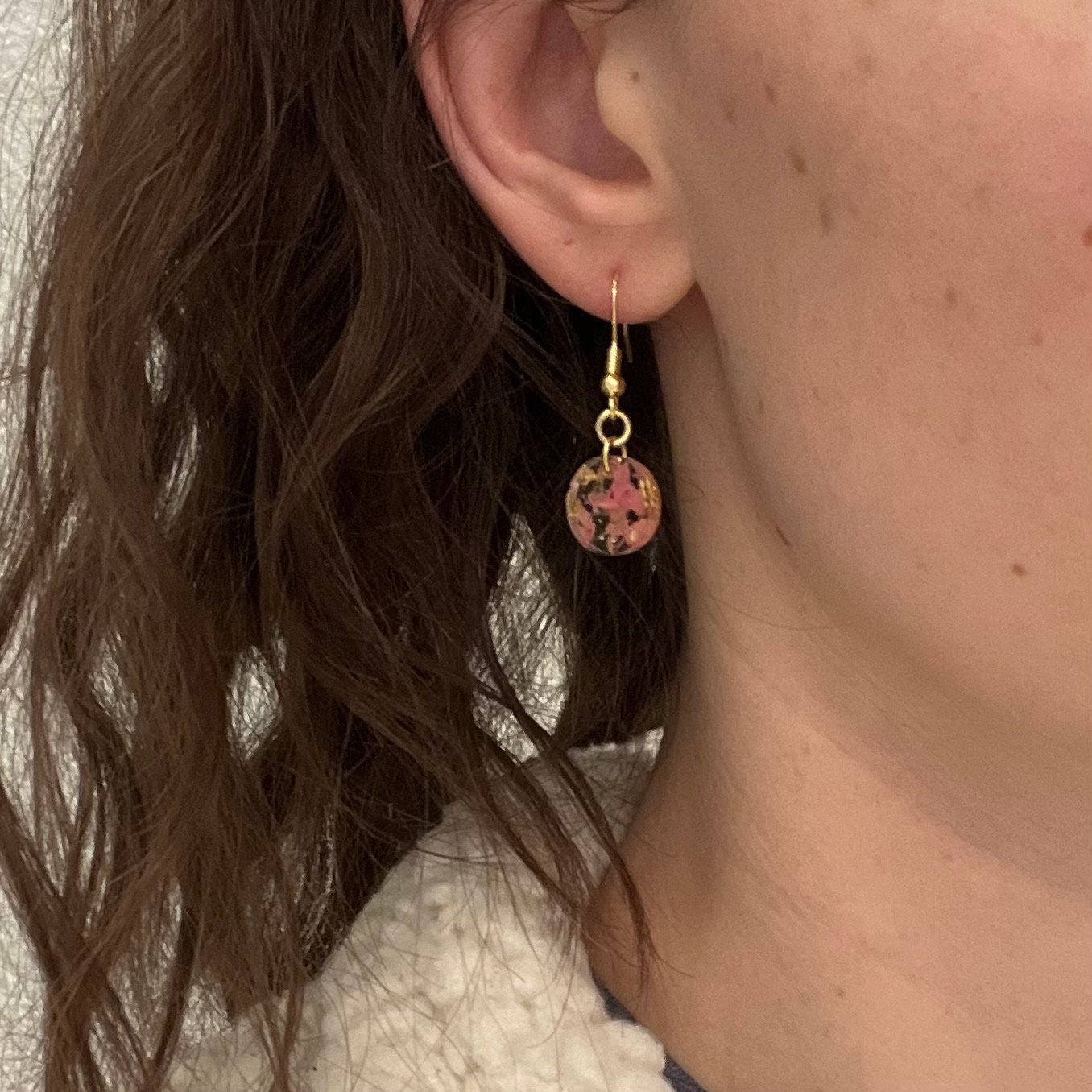 Birth Flower Circle Drop Earrings | Real Pressed Flowers