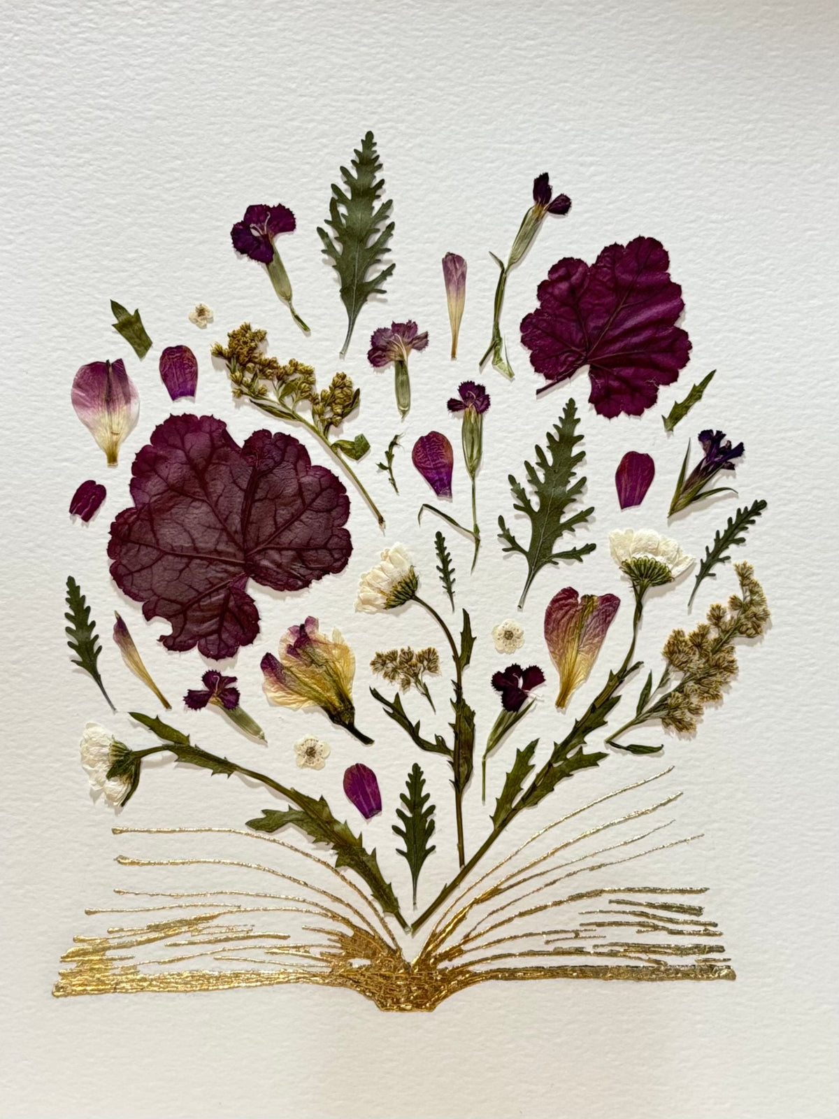 Bookish No. 01 | Gold Leaf & Pressed Flower Art