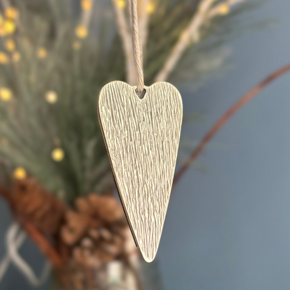 Silver Flower Preservation Heart Ornament