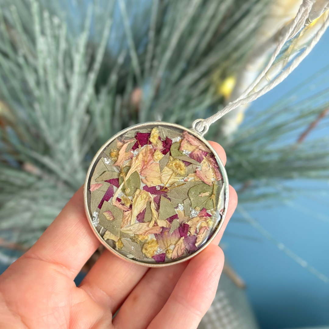 Silver Flower Preservation Ornament