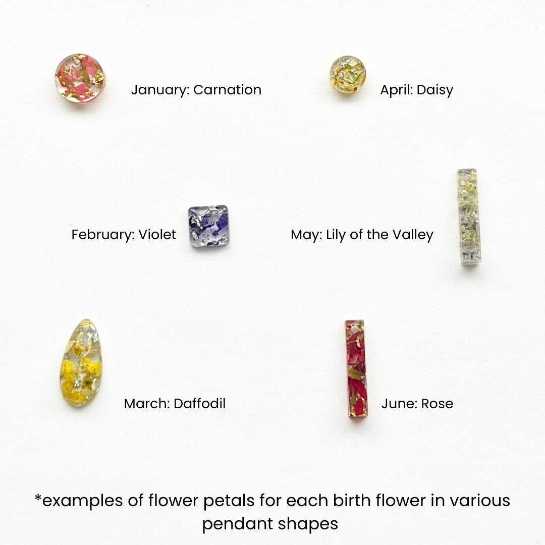 Birth Flower Circle Drop Earrings | Real Pressed Flowers