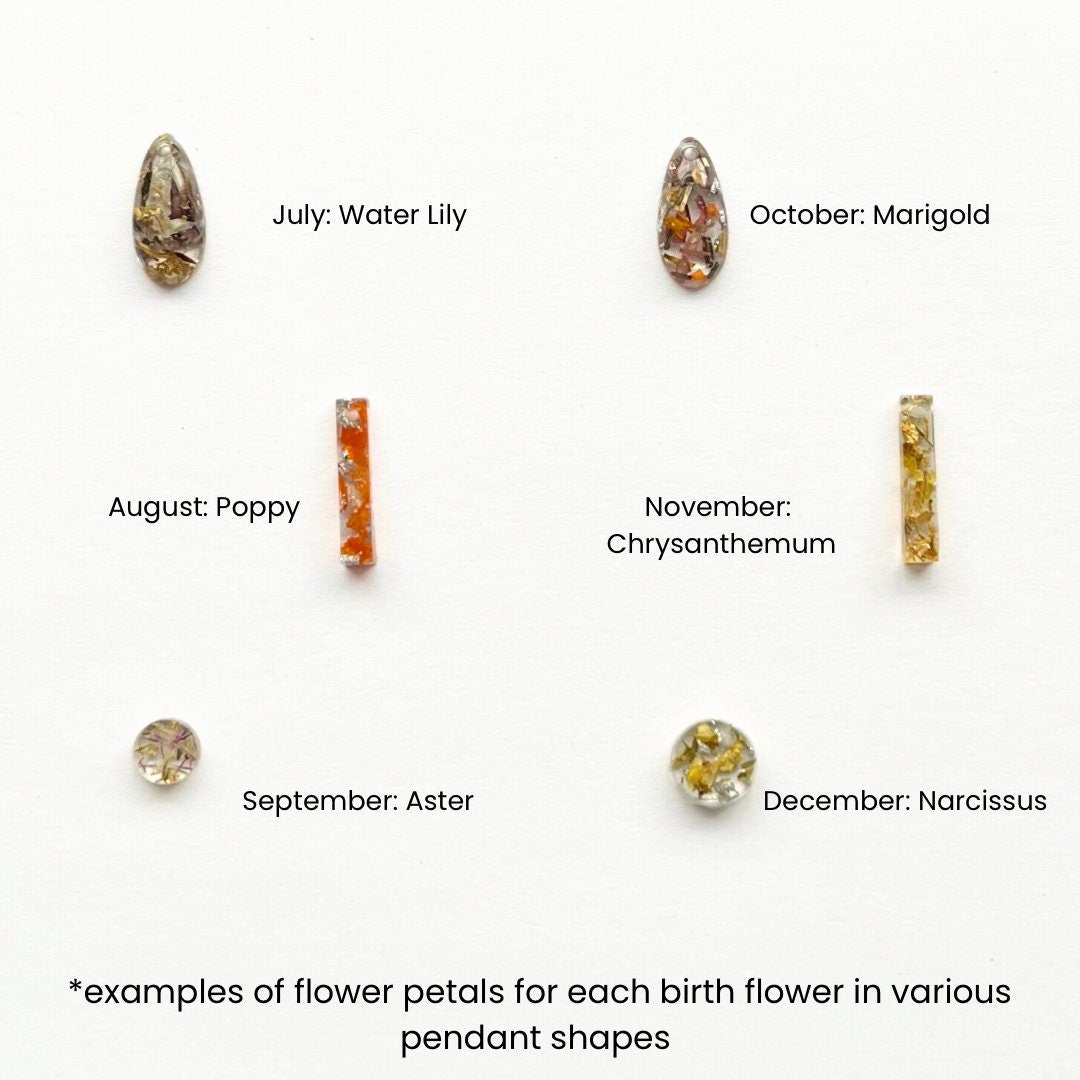 Birth Flower Circle Drop Earrings | Real Pressed Flowers