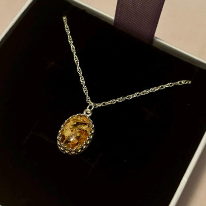 Silver Flower Preservation Necklace & Earrings